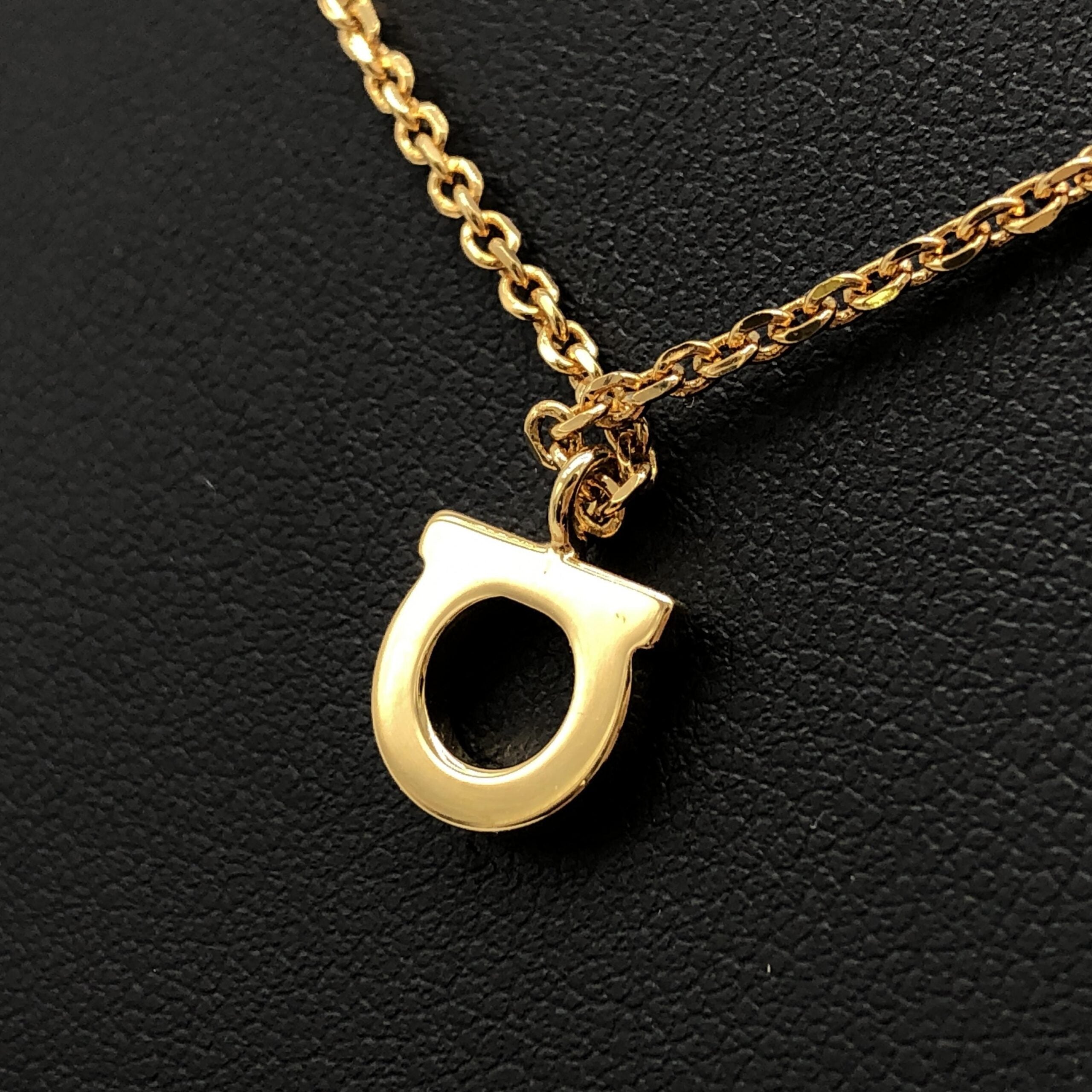 Salvatore Ferragamo Gold Gancini Crystals Pendant Women's Necklace (Pre-Owned)