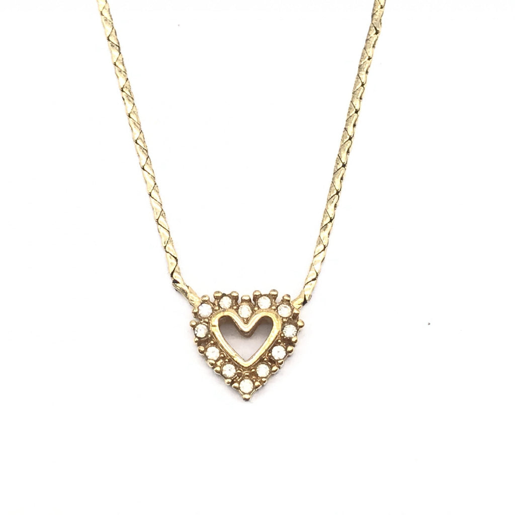 Christian Dior Gold Heart Pendant With Women's Rhinestones (Pre-Owned)