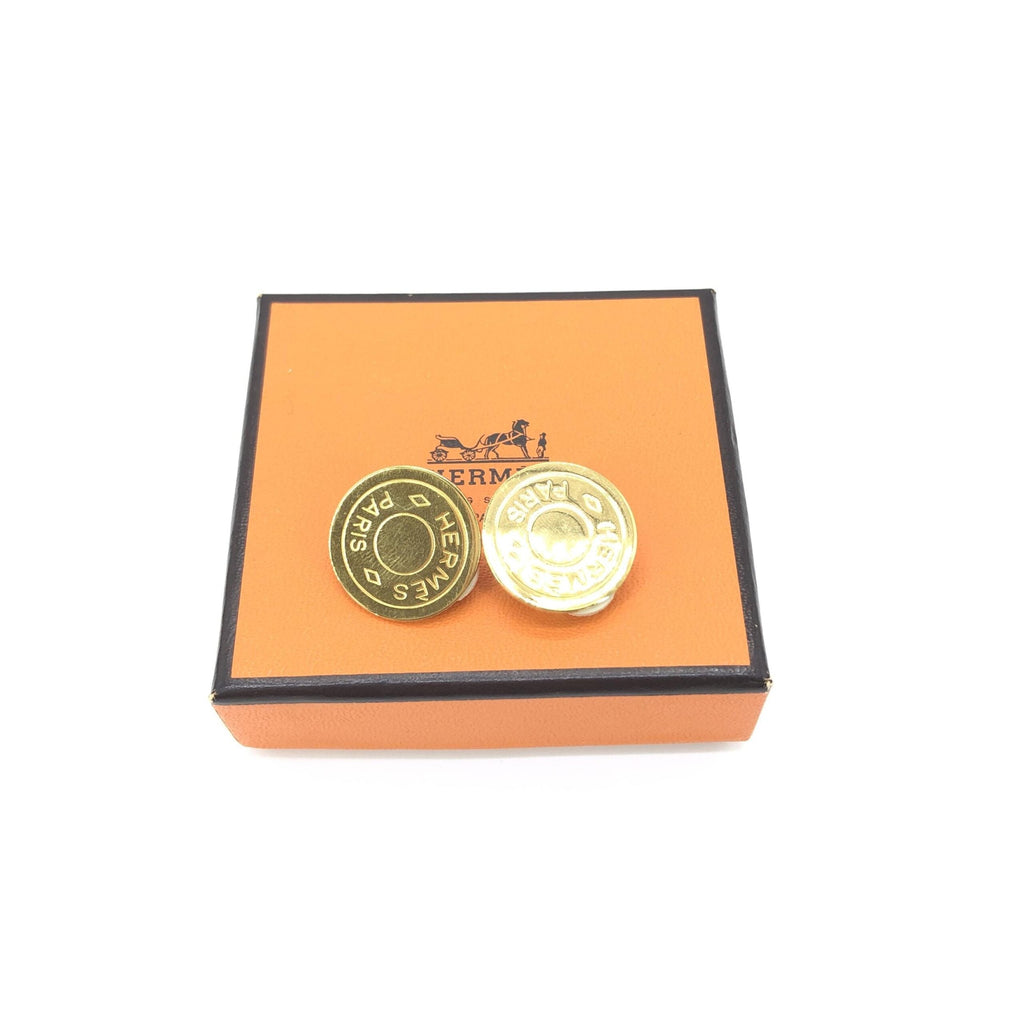 Hermès Gold Plated Button Logo Women's Clip-Ons (Pre-Owned)