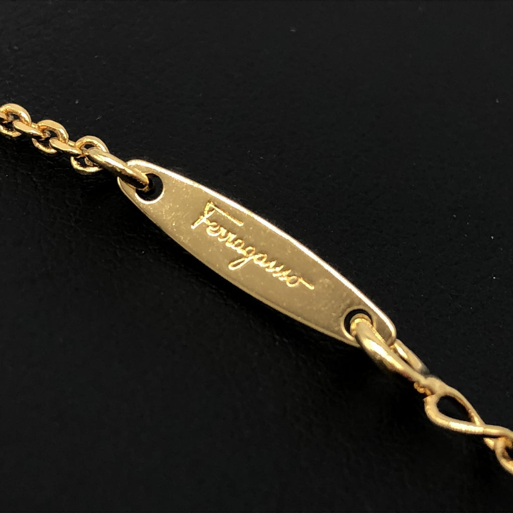 Salvatore Ferragamo Gold Gancini Crystals Pendant Women's Necklace (Pre-Owned)