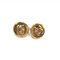 Chanel Gold Plated CC Clip-On Women's Earrings (Pre-Owned)
