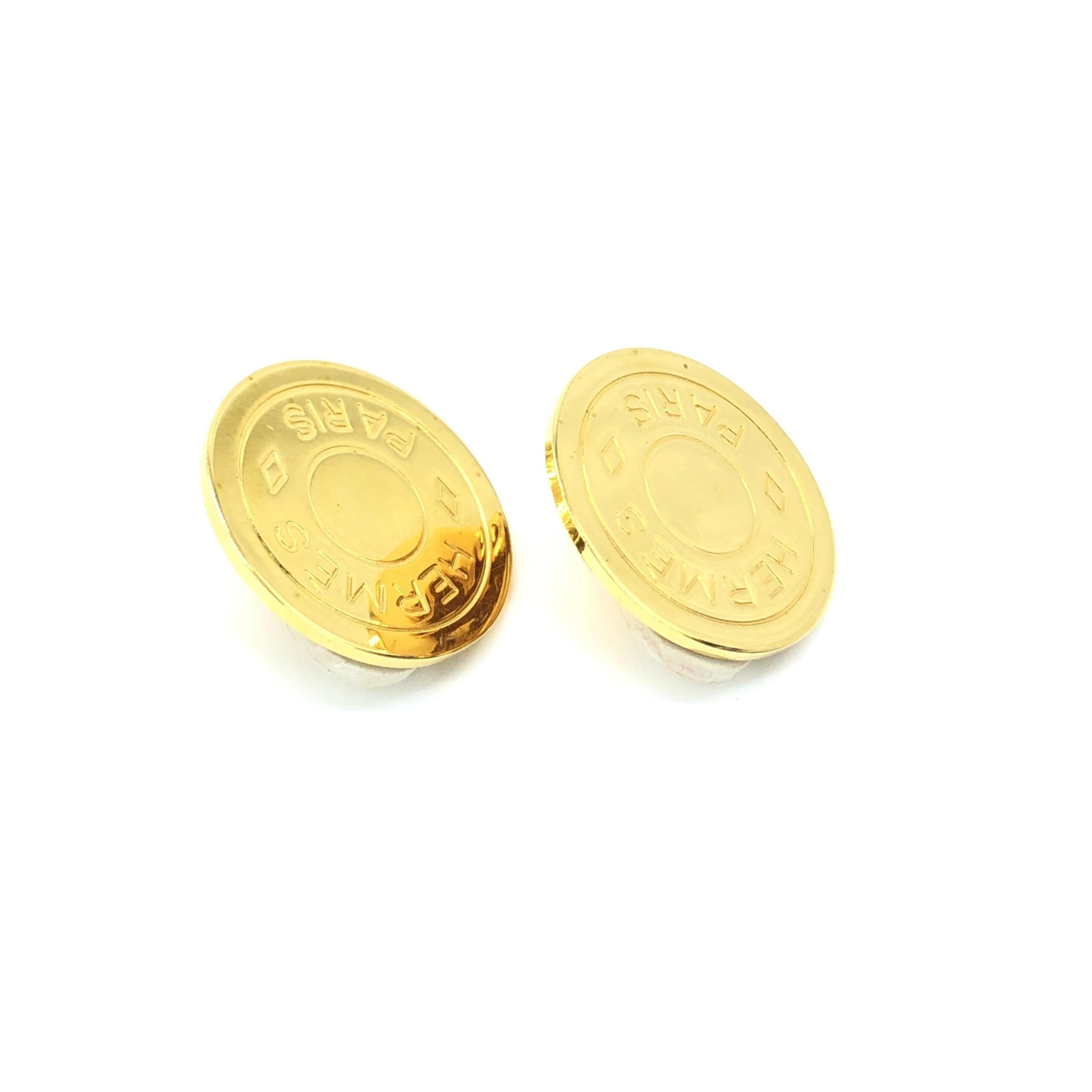 Hermès Gold Plated Button Logo Women's Clip-Ons (Pre-Owned)