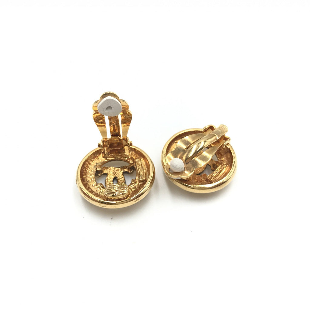 Chanel Gold Plated CC Clip-On Women's Earrings (Pre-Owned)