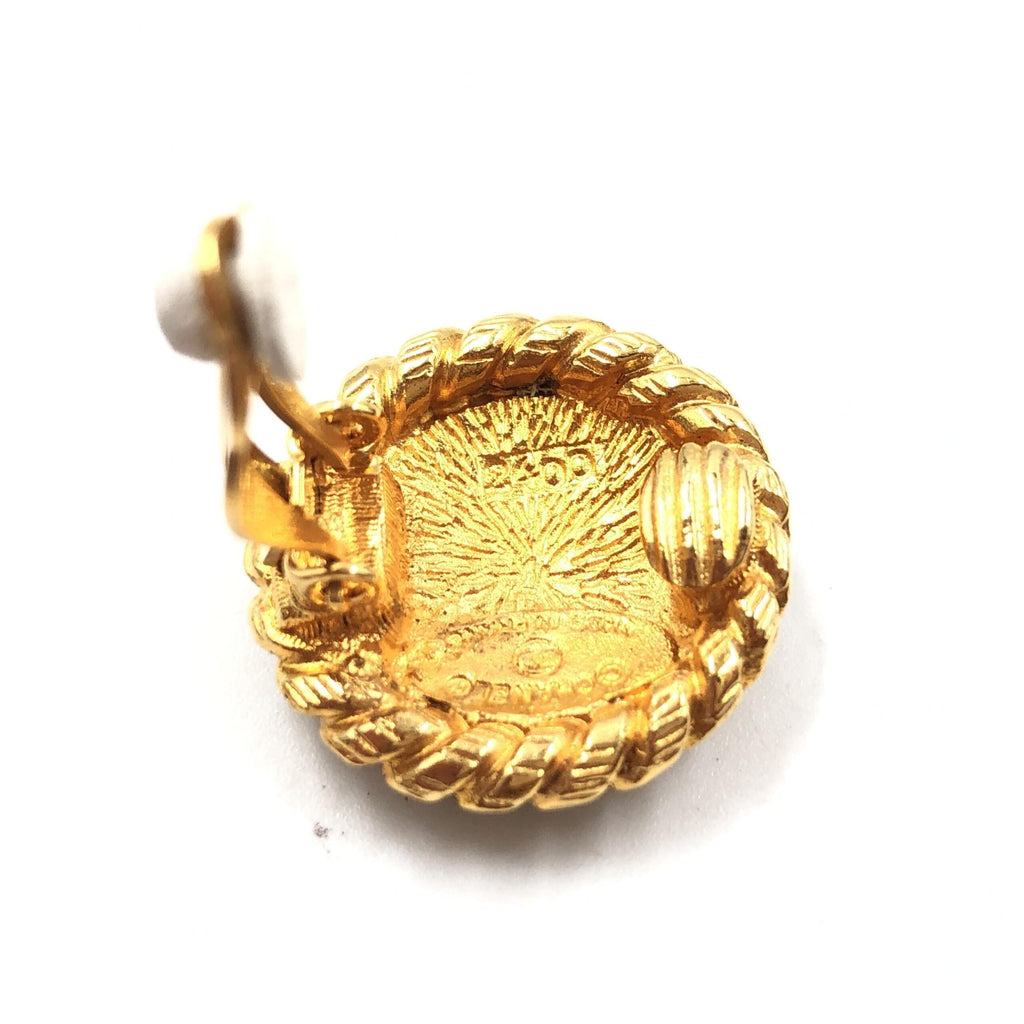 Chanel Gold Plated CC Clip On Women's Earrings (Pre-Owned)