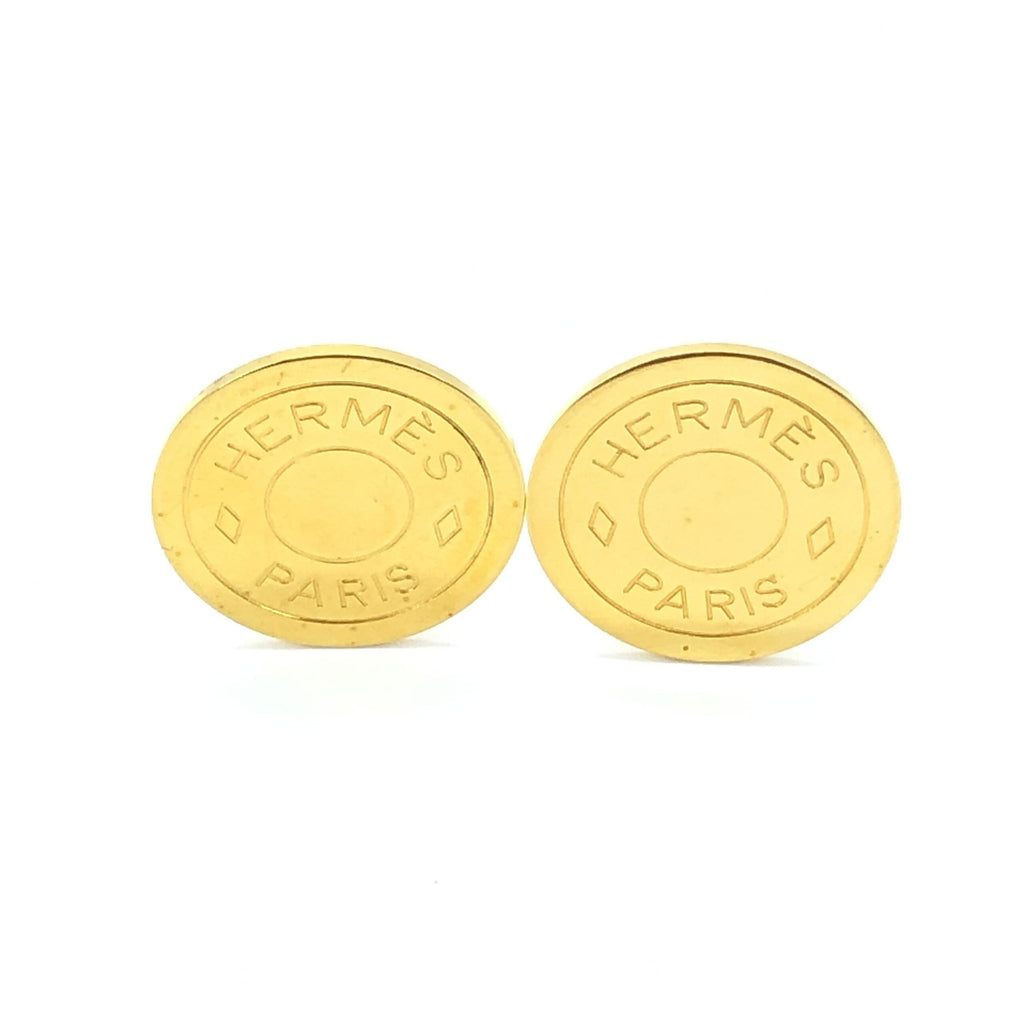Hermès Gold Plated Button Logo Women's Clip-Ons (Pre-Owned)