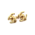 Chanel Gold PLated CC Turnlock Clip-On Women's Earrings (Pre-Owned)