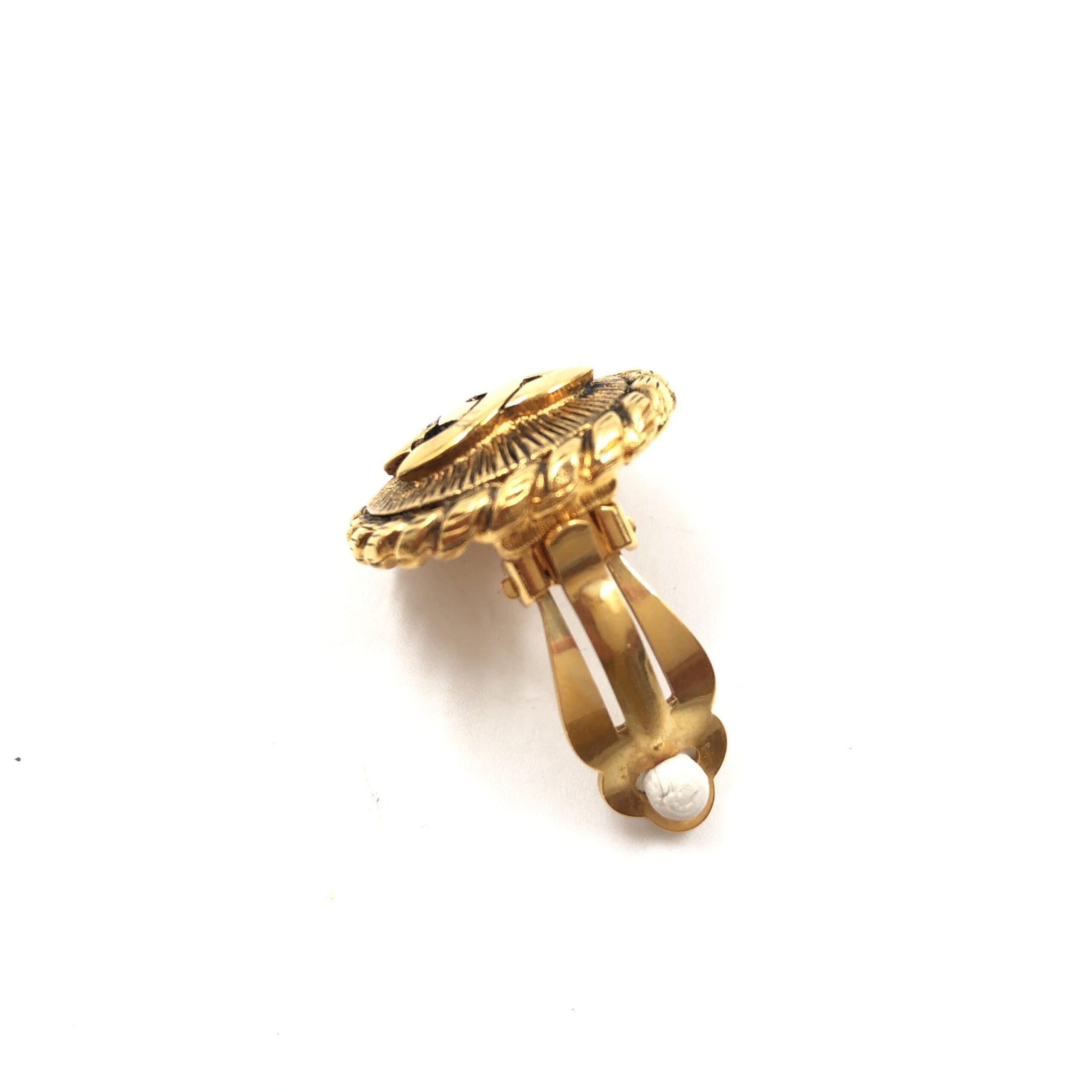 Chanel Gold Plated CC Clip On Women's Earrings (Pre-Owned)