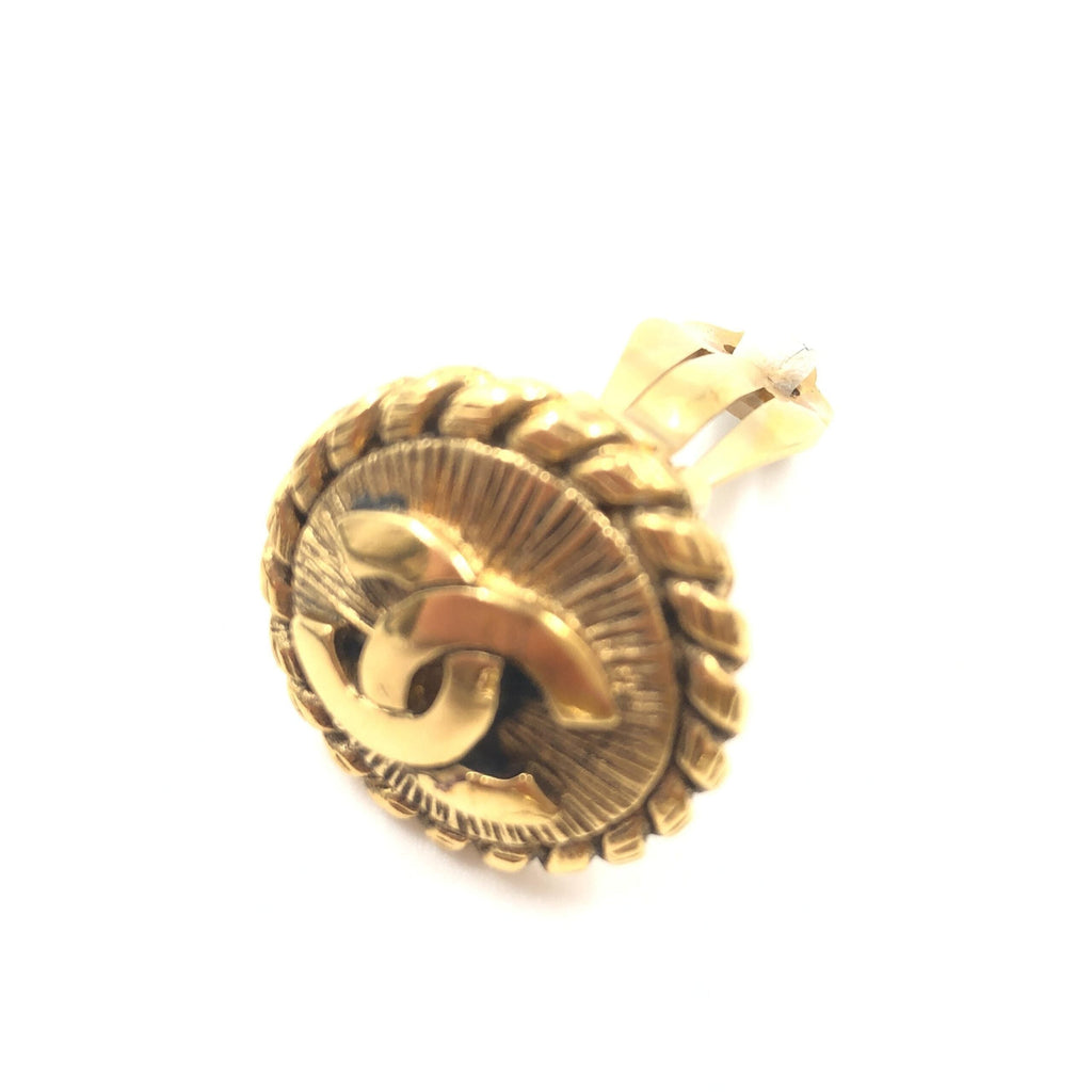 Chanel Gold Plated CC Clip On Women's Earrings (Pre-Owned)