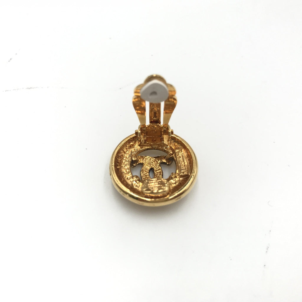 Chanel Gold Plated CC Clip-On Women's Earrings (Pre-Owned)