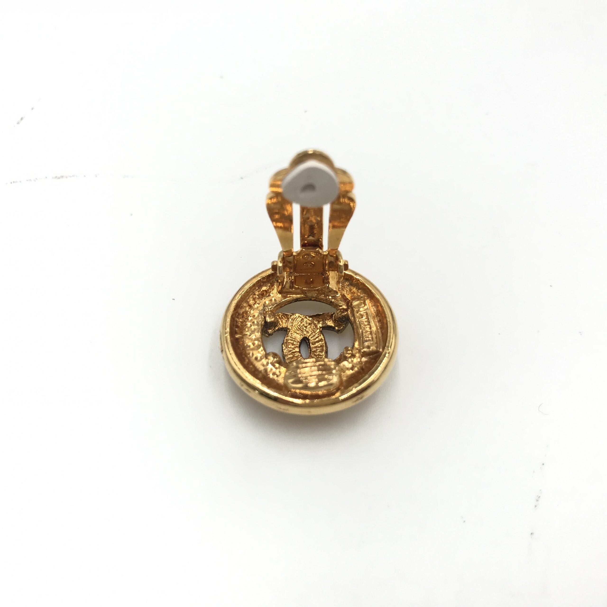 Chanel Gold Plated CC Clip-On Women's Earrings (Pre-Owned)