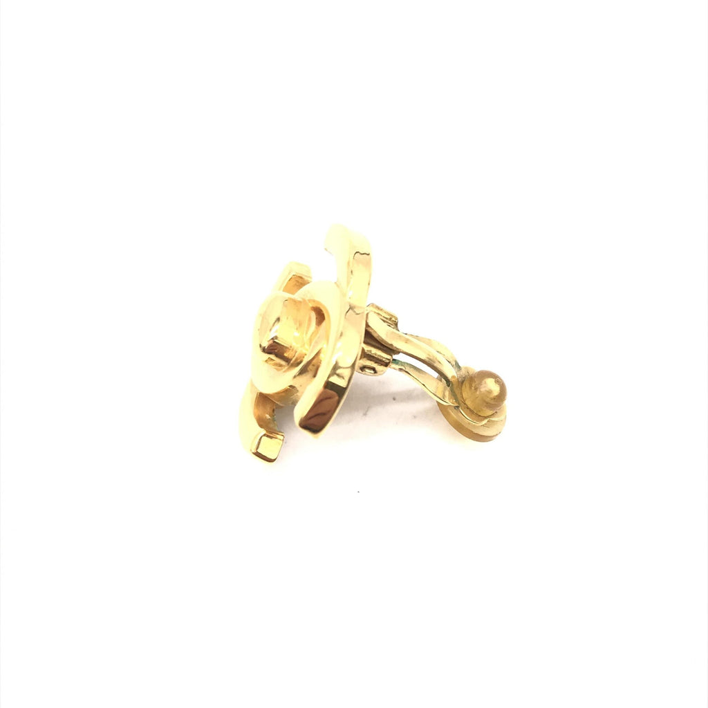 Chanel Gold PLated CC Turnlock Clip-On Women's Earrings (Pre-Owned)