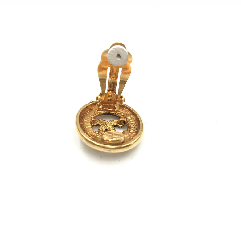 Chanel Gold Plated CC Clip-On Women's Earrings (Pre-Owned)