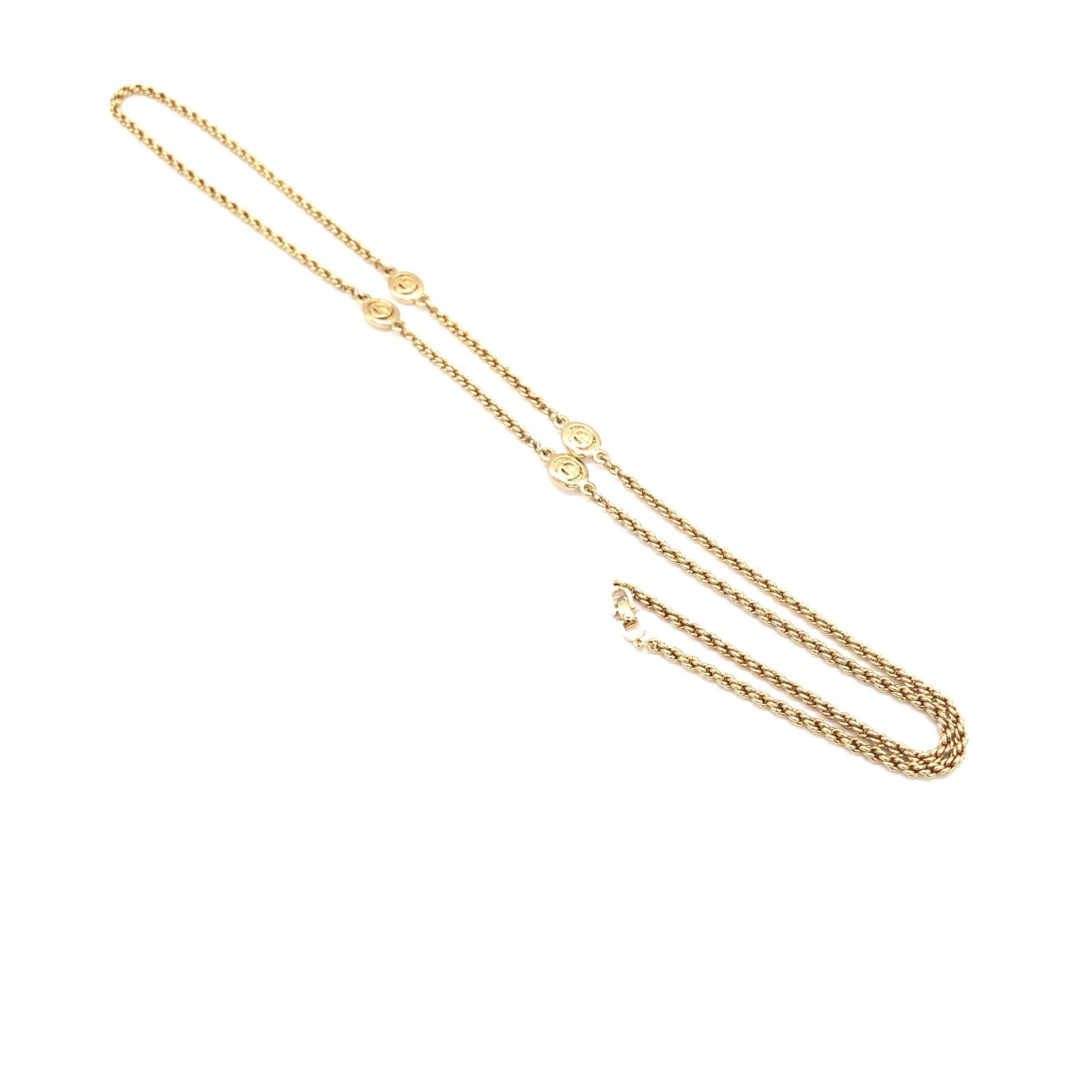Christian Dior Gold Plated Lariat Bead Women's Necklace (Pre-Owned)