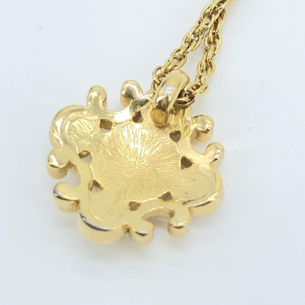 Christian Dior Gold Plated Flower Pendant On Delicate Women's Chain (Pre-Owned)