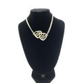 Chanel Gold Tone Heart Choker Necklace With Women's Logo (Pre-Owned)