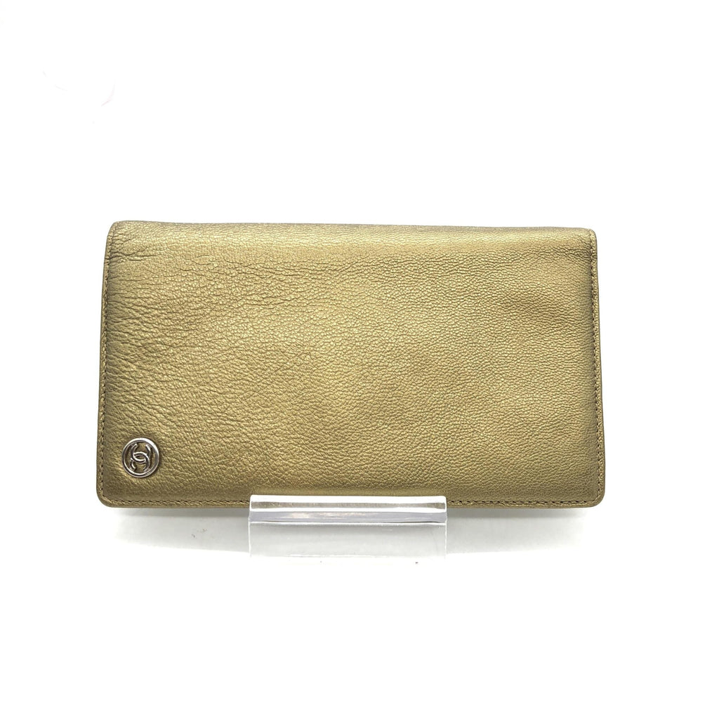 Chanel Gold Tone Caviar Leather Bifold Women's Wallet (Pre-Owned)