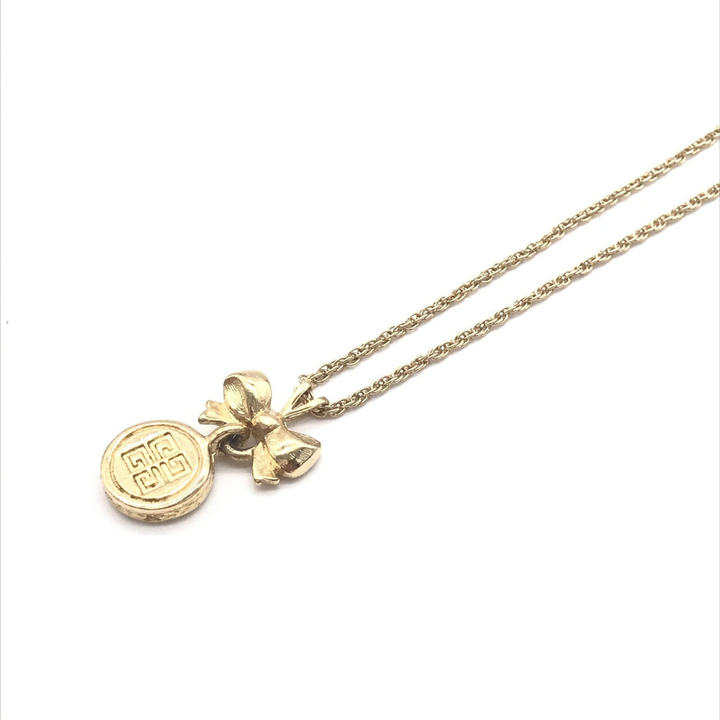 Givenchy Gold Tone Bow Pendant Chain Women's Necklace (Pre-Owned)