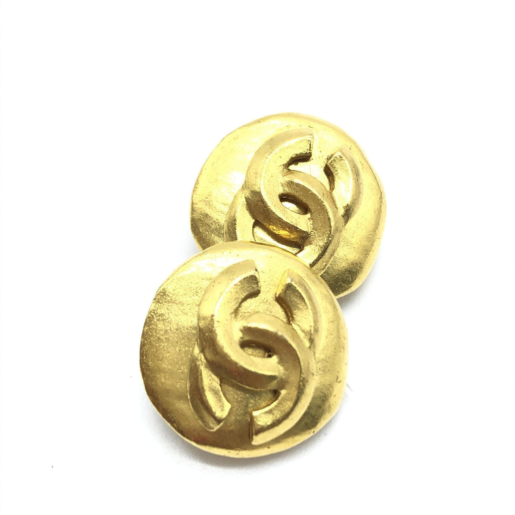 Chanel Gold Tone CC Clip-On Women's Earrings (Pre-Owned)