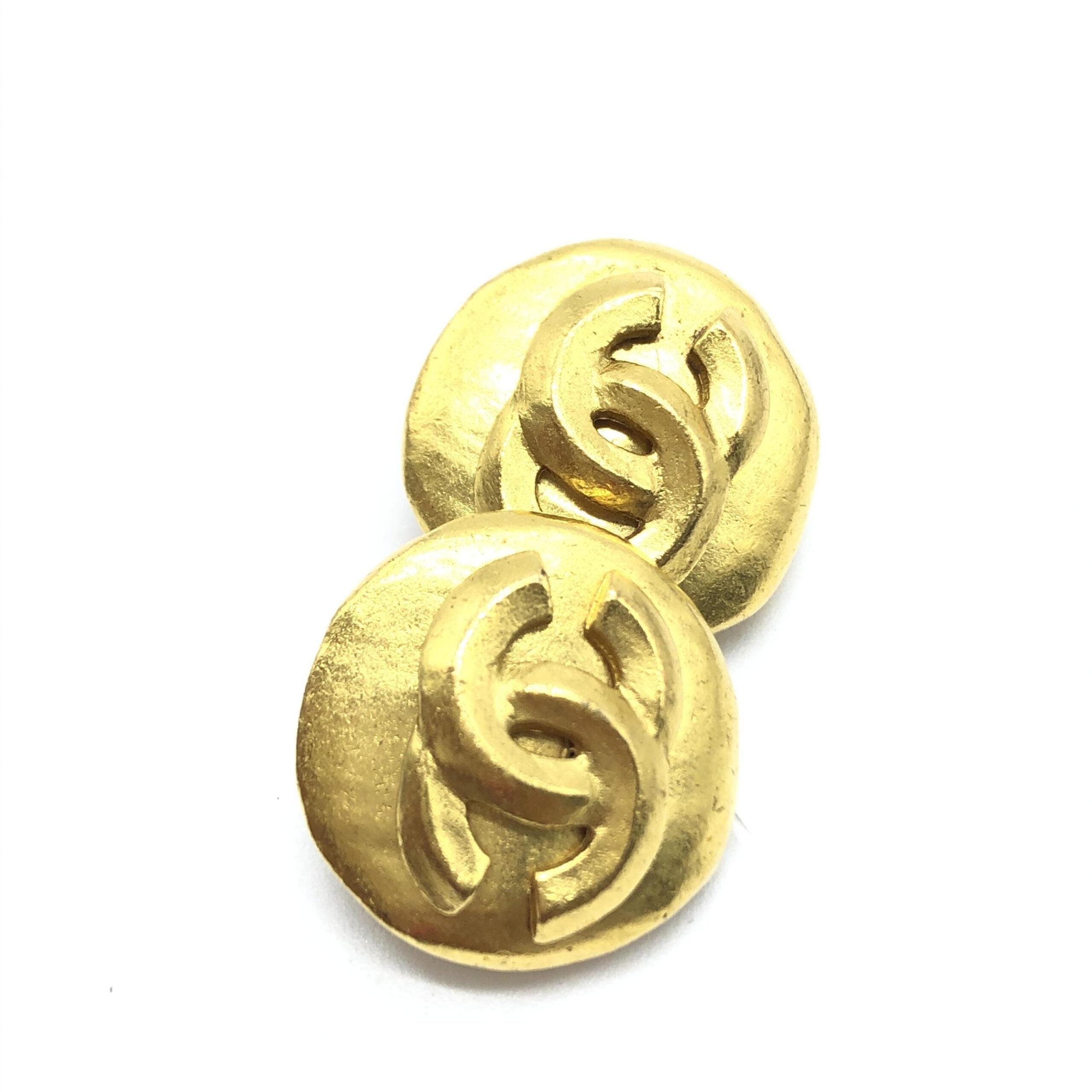 Chanel Gold Tone CC Clip-On Women's Earrings (Pre-Owned)