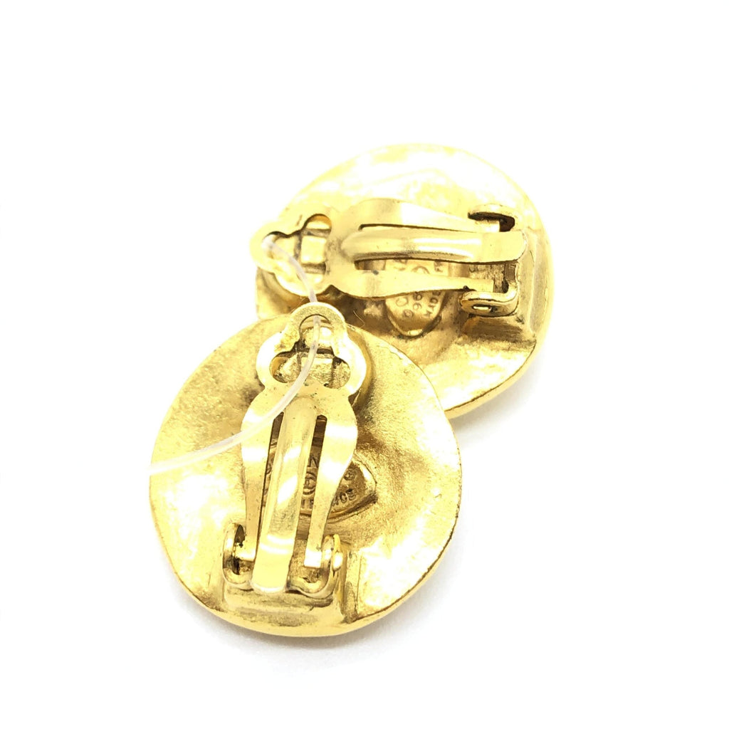 Chanel Gold Tone CC Clip-On Women's Earrings (Pre-Owned)