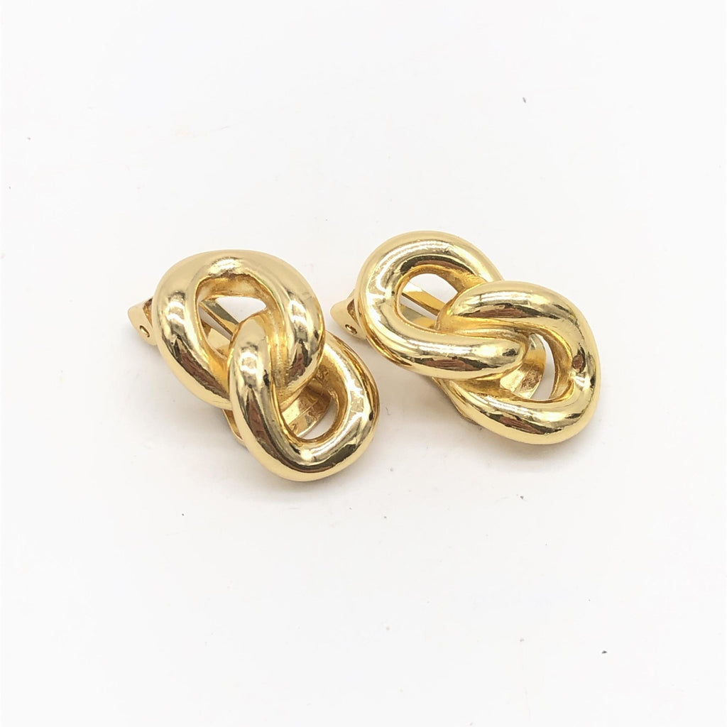 Christian Dior Gold Tone Twisted Chain Clip-On Women's Earrings (Pre-Owned)