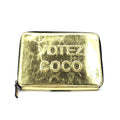 Chanel Gold Tone Votez Coco Zip Women's Clutch (Pre-Owned)