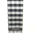 Christian Dior Gray Checkered Fringed Wool Women's Scarf (Pre-Owned)
