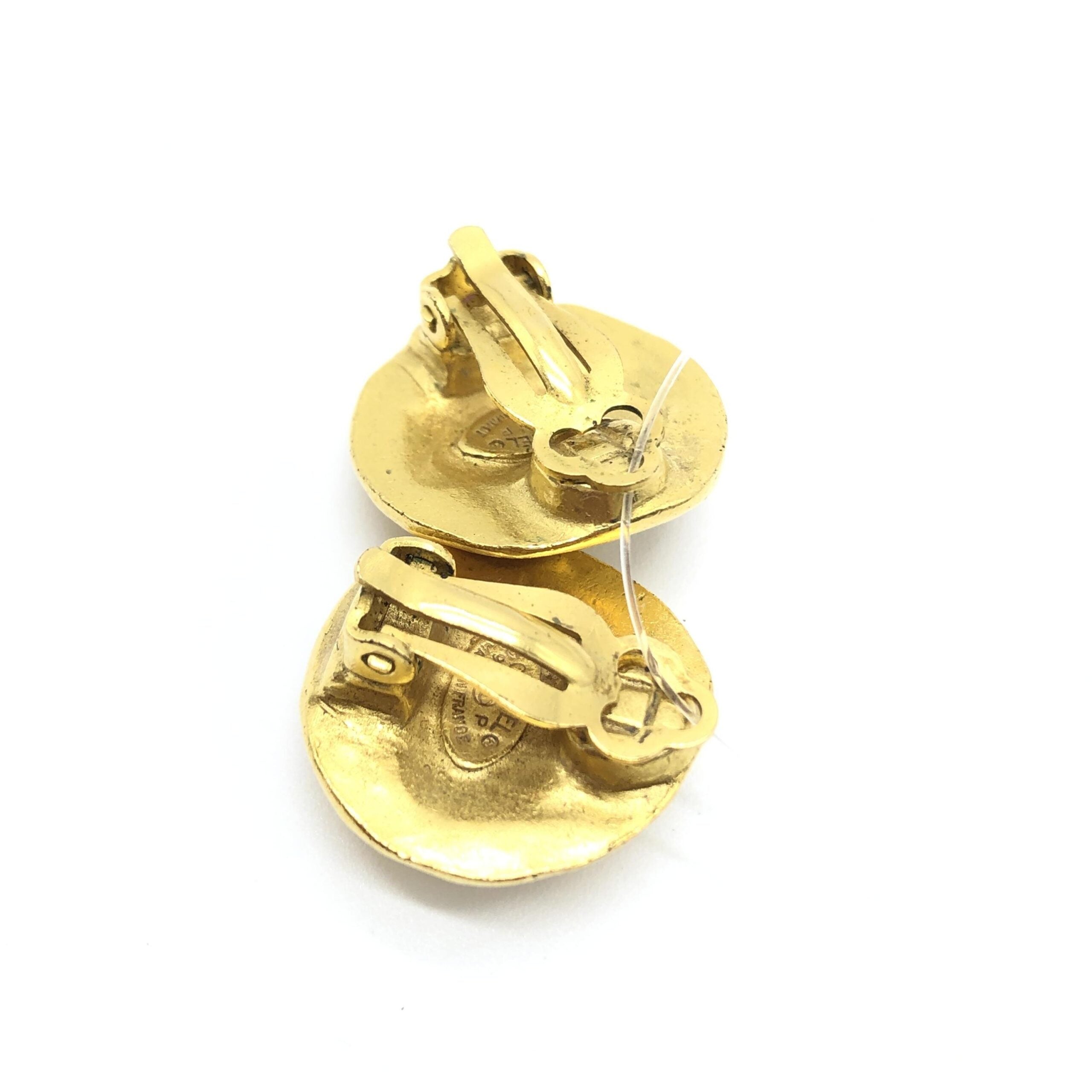 Chanel Gold Tone CC Clip-On Women's Earrings (Pre-Owned)