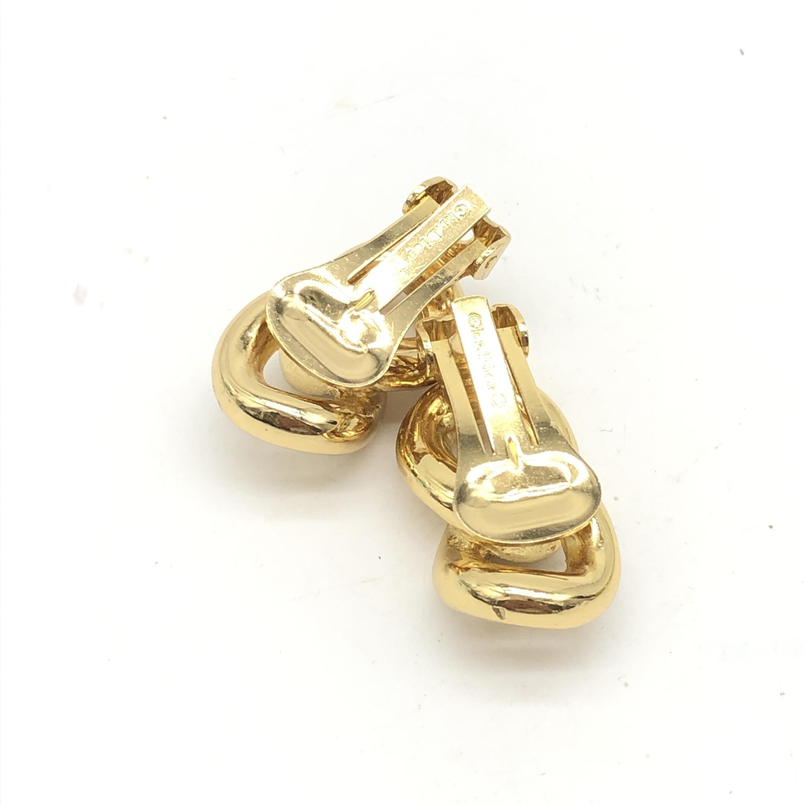 Christian Dior Gold Tone Twisted Chain Clip-On Women's Earrings (Pre-Owned)