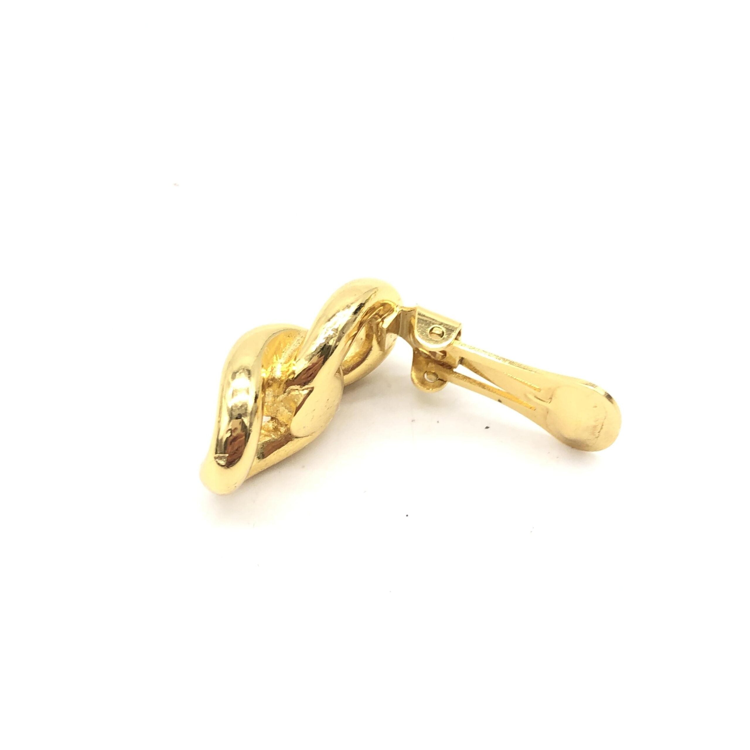 Christian Dior Gold Tone Twisted Chain Clip-On Women's Earrings (Pre-Owned)