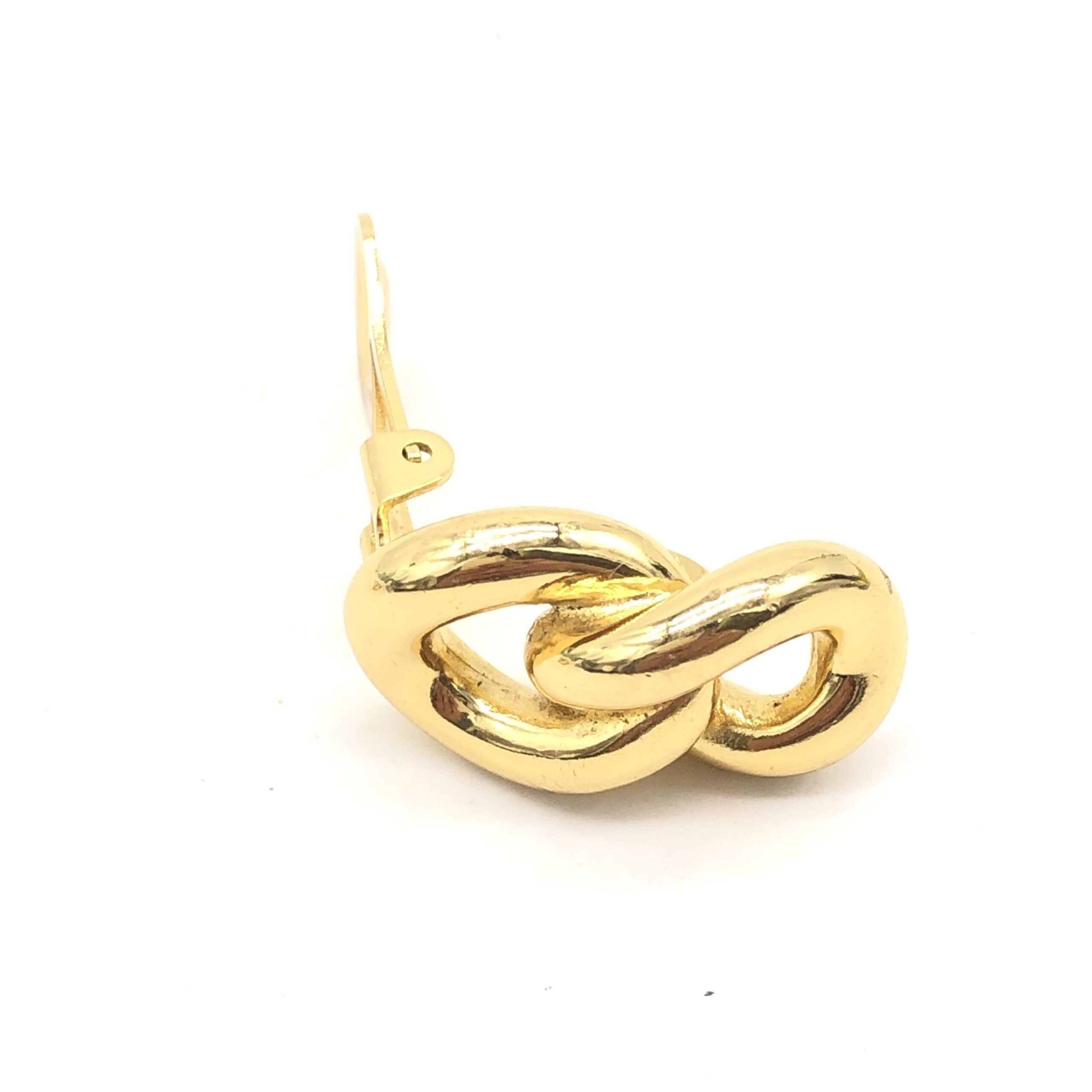 Christian Dior Gold Tone Twisted Chain Clip-On Women's Earrings (Pre-Owned)