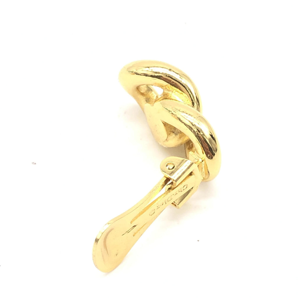 Christian Dior Gold Tone Twisted Chain Clip-On Women's Earrings (Pre-Owned)