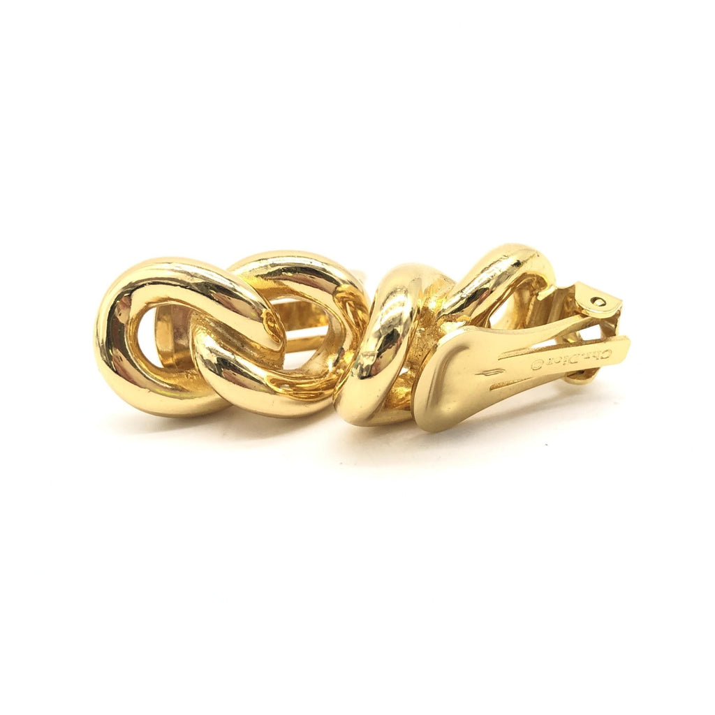 Christian Dior Gold Tone Twisted Chain Clip-On Women's Earrings (Pre-Owned)
