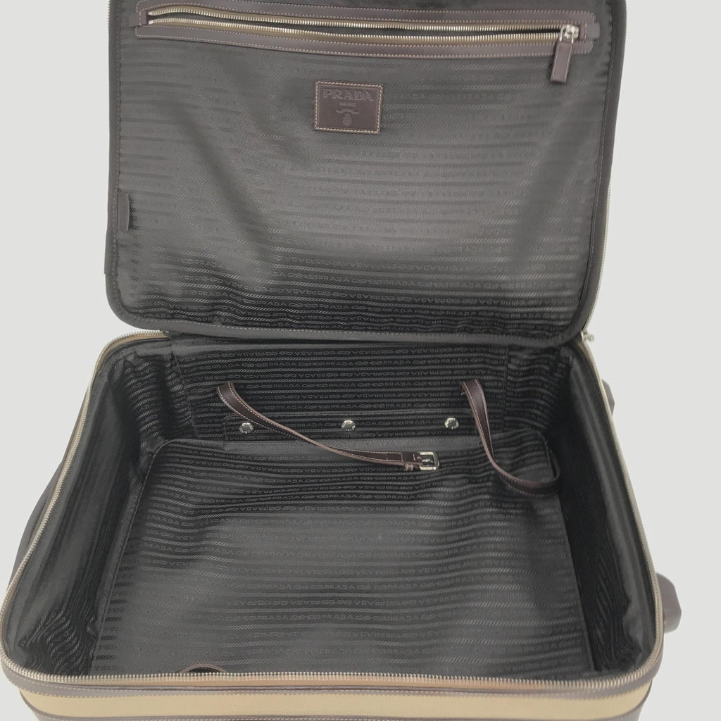 Prada Jacquard Canvas Leather Women's Suitcase (Pre-Owned)