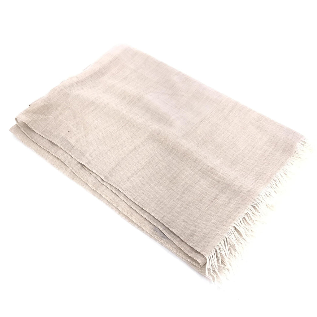 Hermès Light Beige Linen Scarf With Women's Fringes (Pre-Owned)