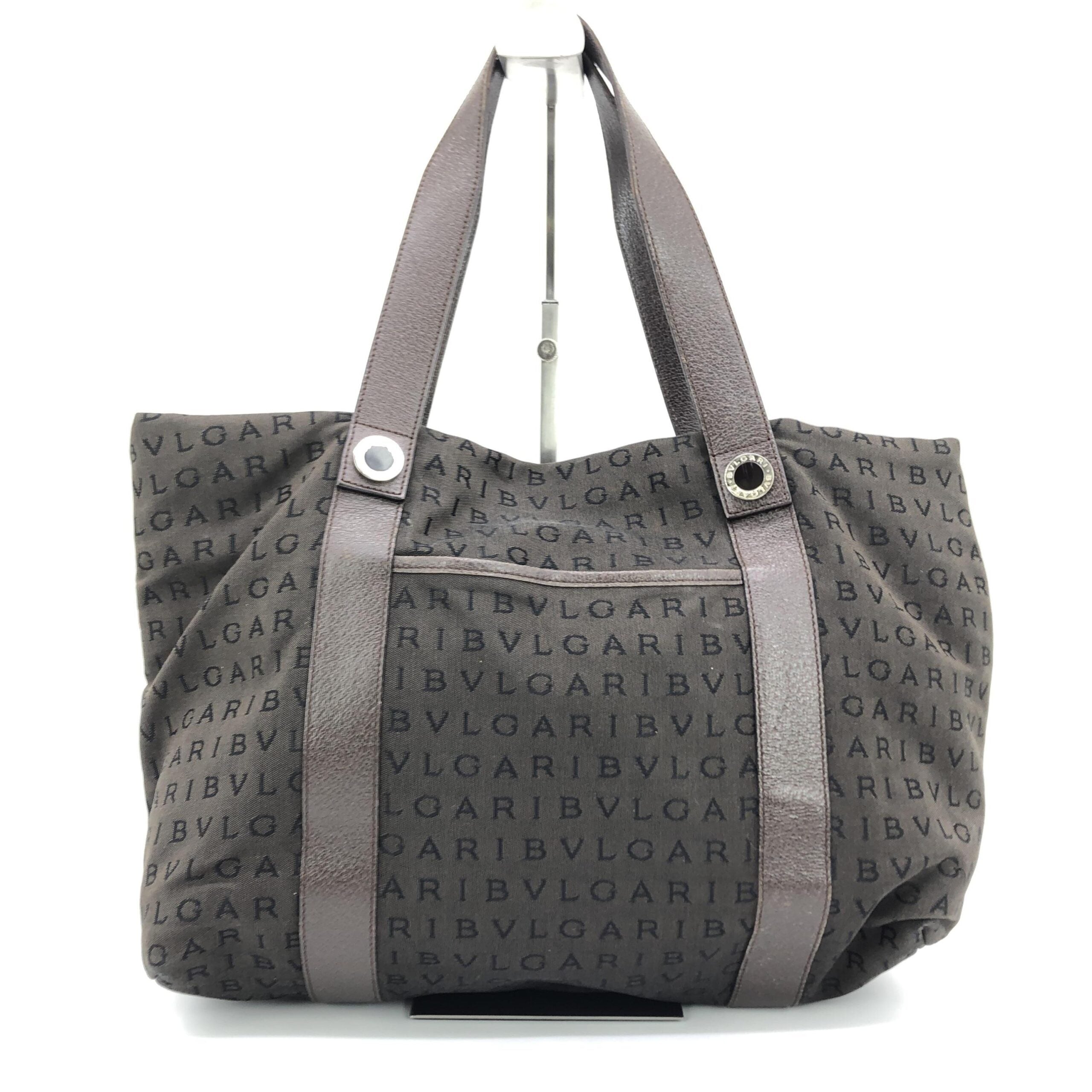 Bulgari Logo Canvas Tote Bag With Women's Pockets (Pre-Owned)