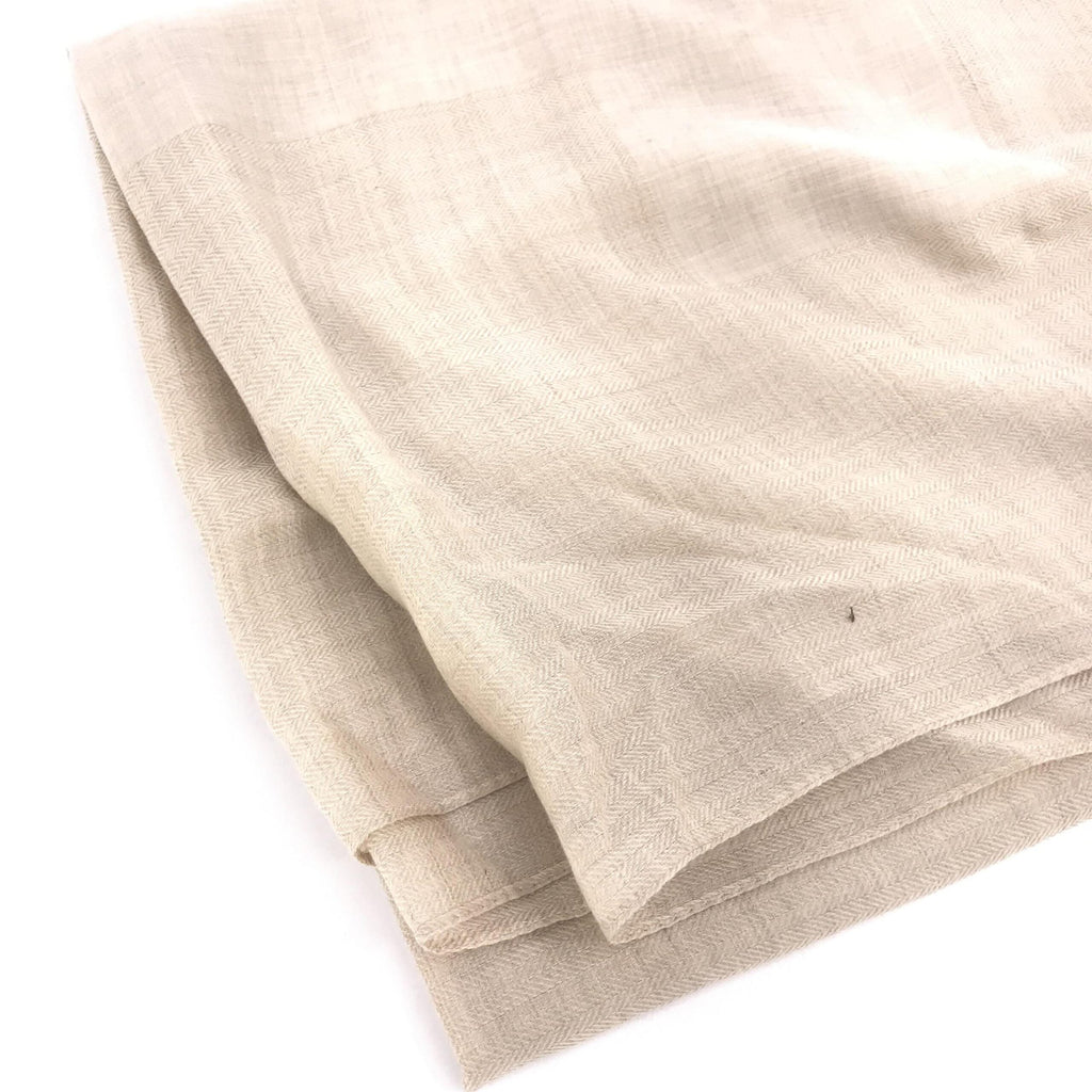 Hermès Light Beige Linen Scarf With Women's Fringes (Pre-Owned)