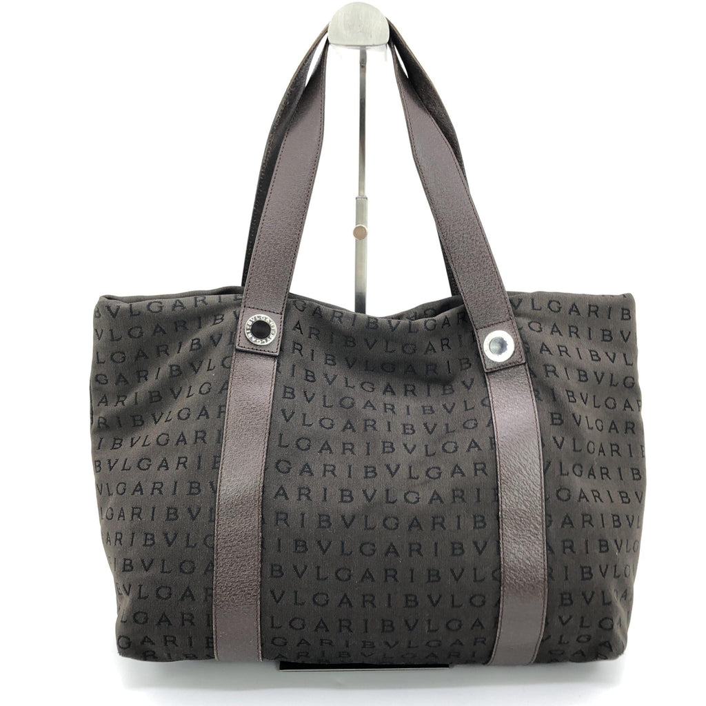 Bulgari Logo Canvas Tote Bag With Women's Pockets (Pre-Owned)
