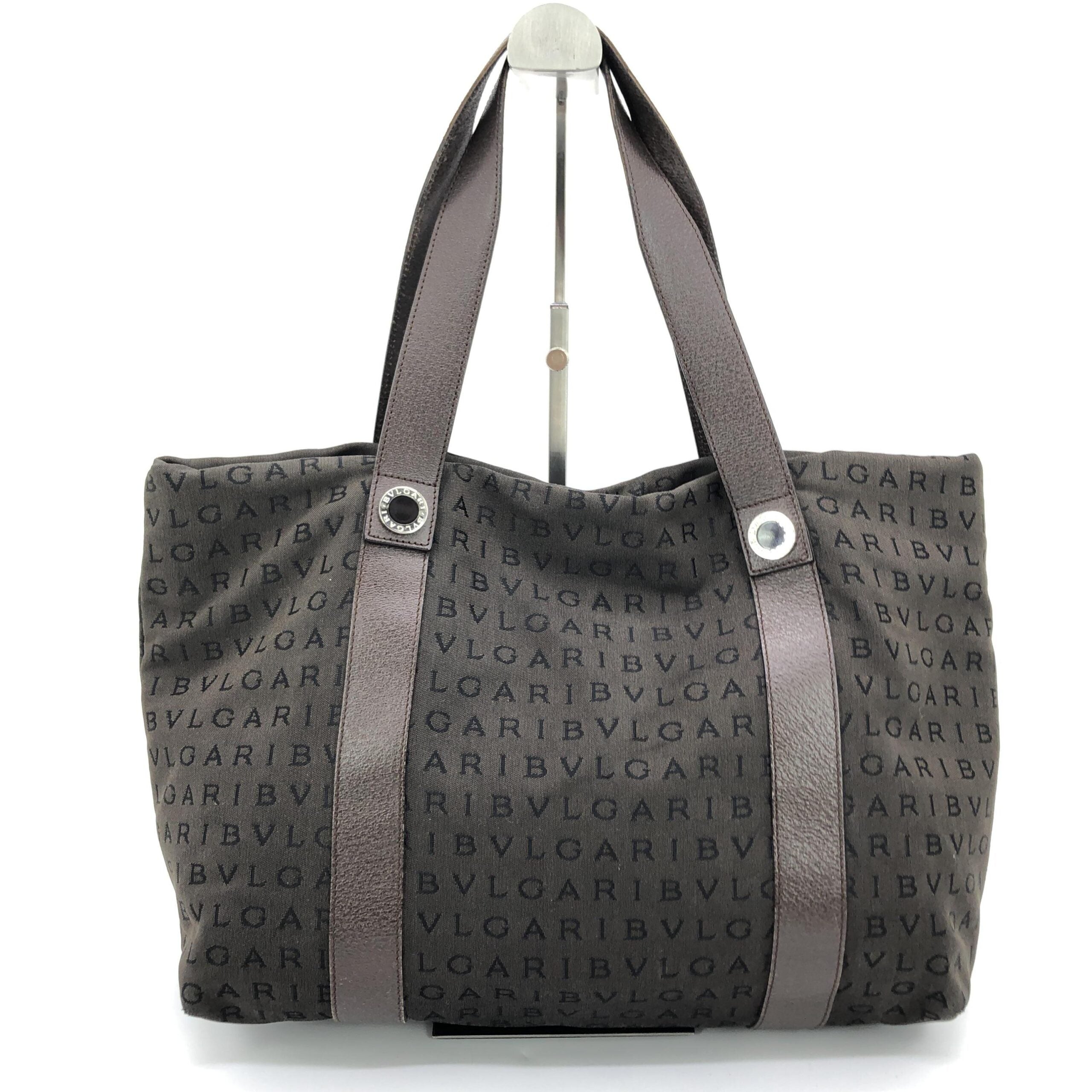 Bulgari Logo Canvas Tote Bag With Women's Pockets (Pre-Owned)