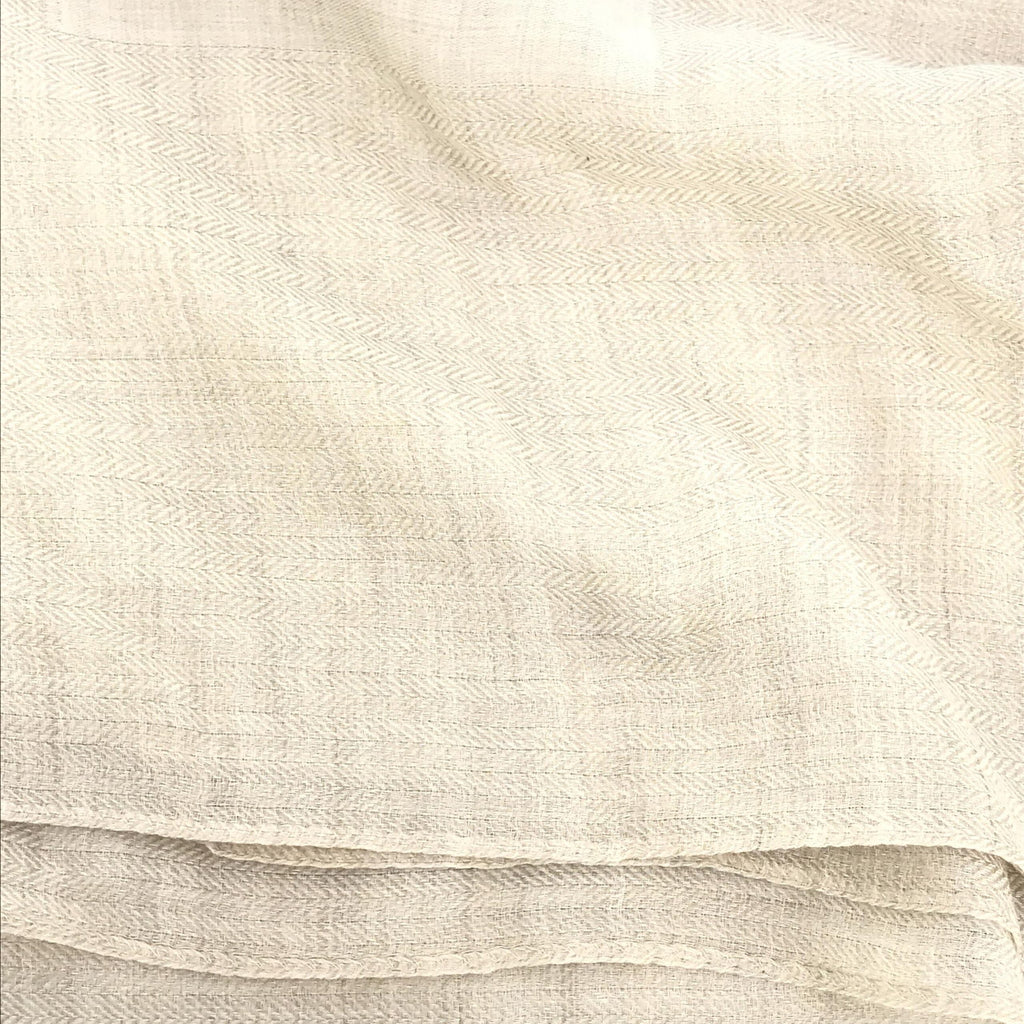 Hermès Light Beige Linen Scarf With Women's Fringes (Pre-Owned)