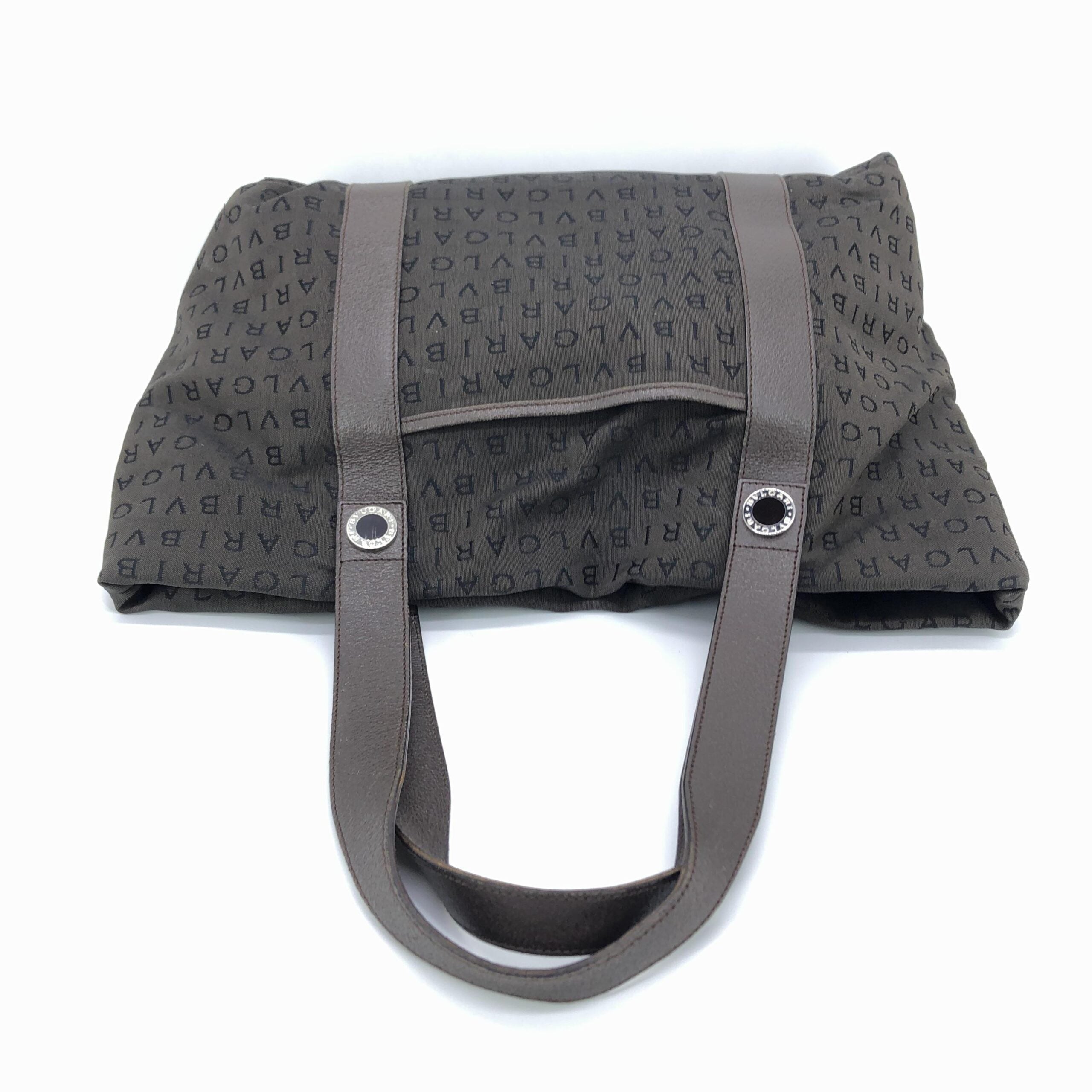 Bulgari Logo Canvas Tote Bag With Women's Pockets (Pre-Owned)