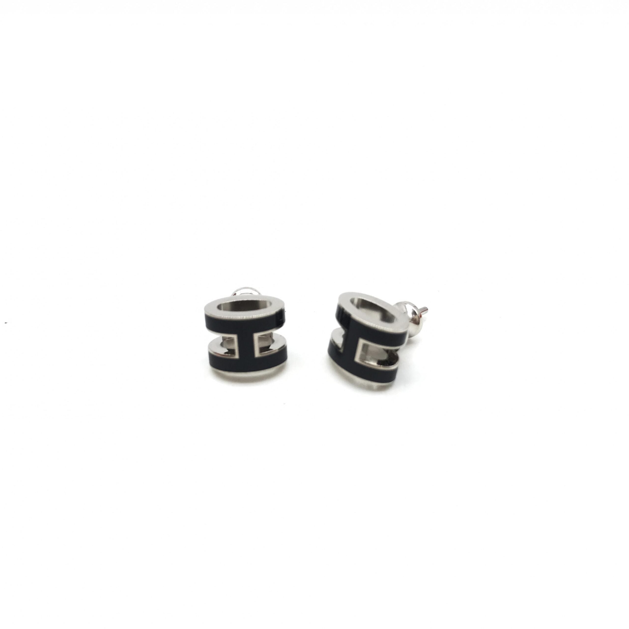 Hermès Mini Pop H Earrings In Black Women's Enamel (Pre-Owned)