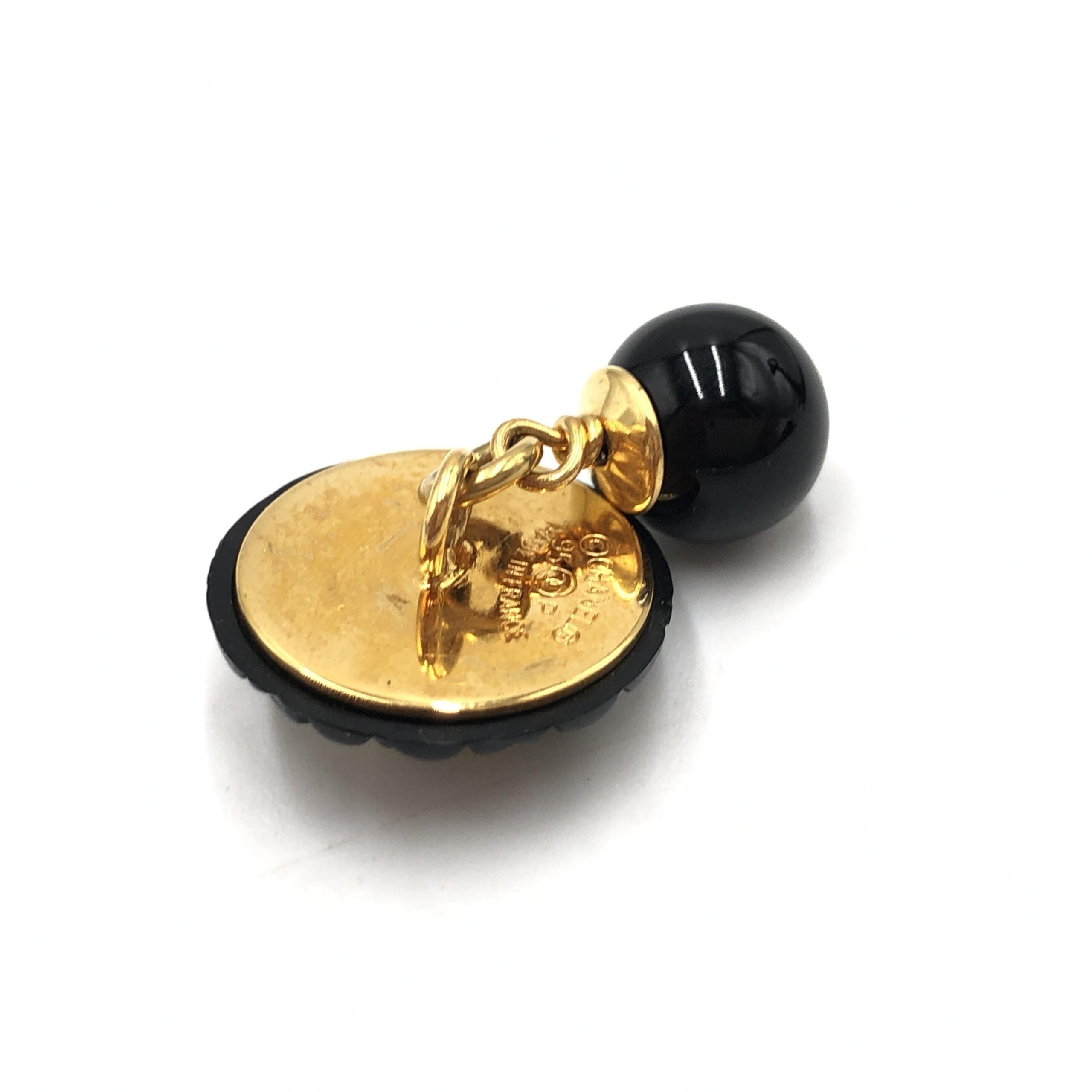 Chanel Matelasse Coco Mark Black Plastic Women's Cufflinks (Pre-Owned)