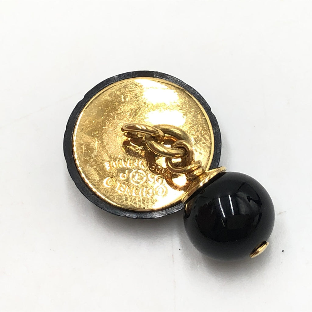 Chanel Matelasse Coco Mark Black Plastic Women's Cufflinks (Pre-Owned)