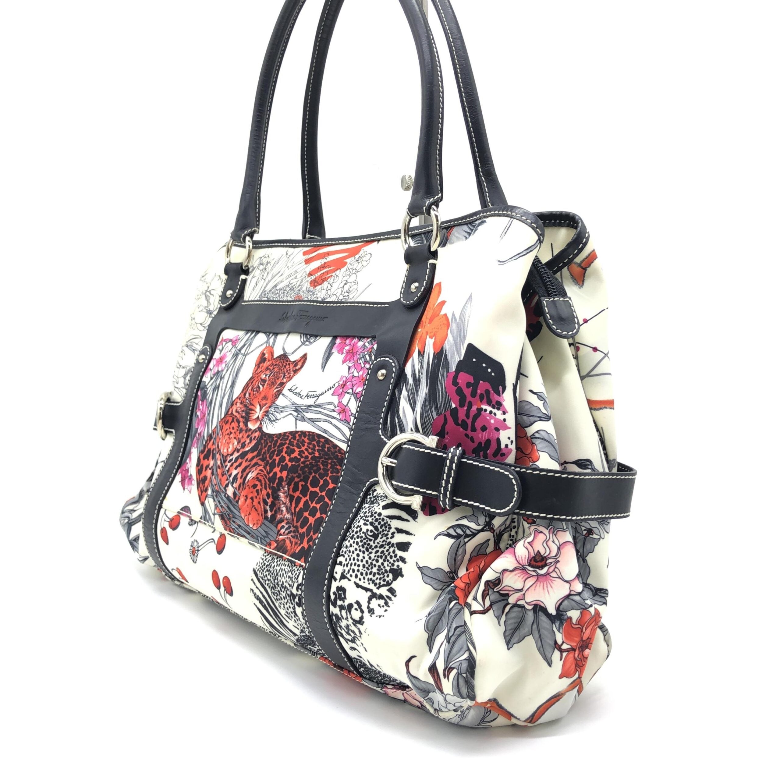 Salvatore Ferragamo Multicolor Nylon Fiera Print Shoulder Women's Bag (Pre-Owned)