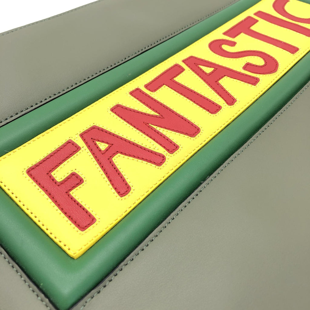Fendi Moss Green Leather Clutch With Women's Logo (Pre-Owned)