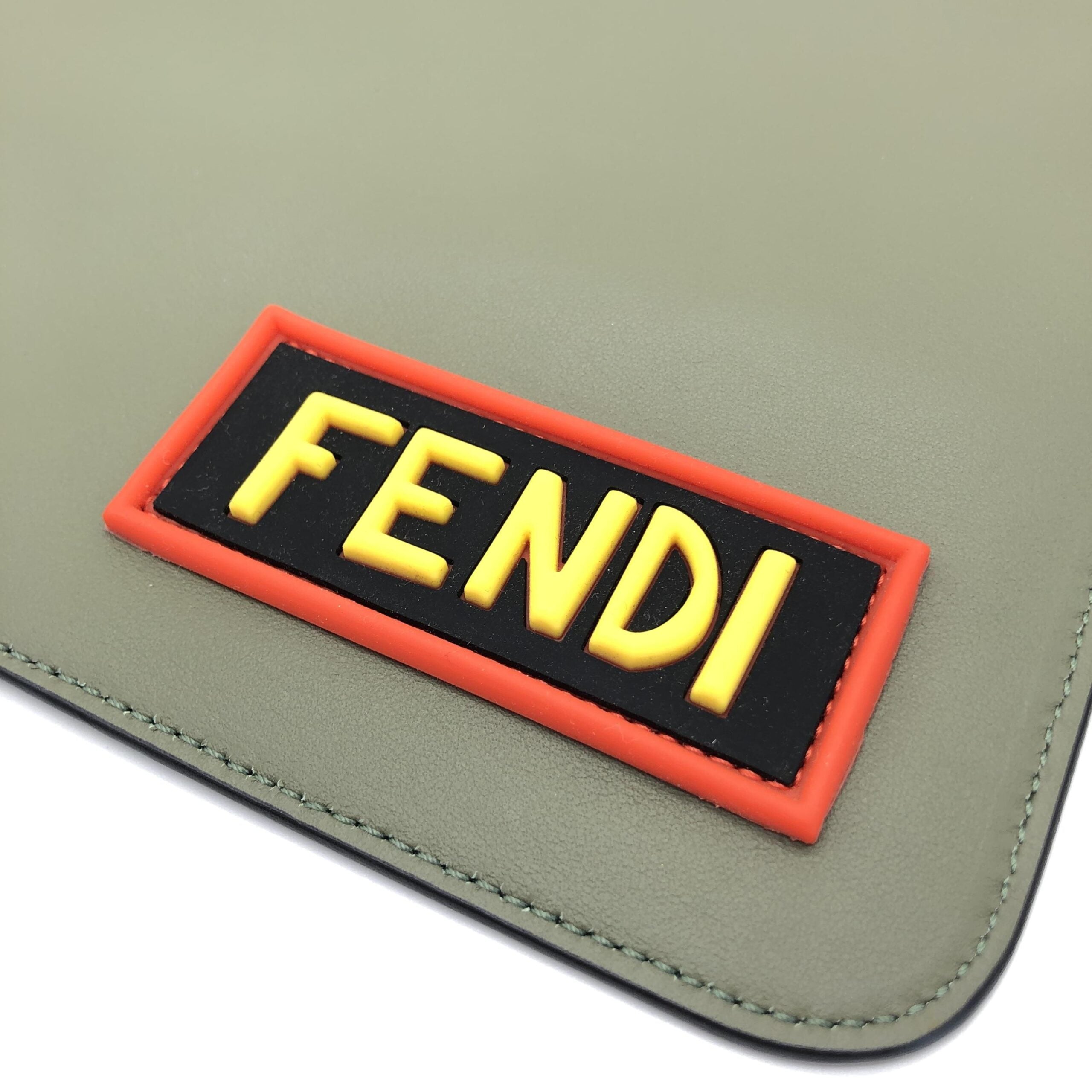 Fendi Moss Green Leather Clutch With Women's Logo (Pre-Owned)