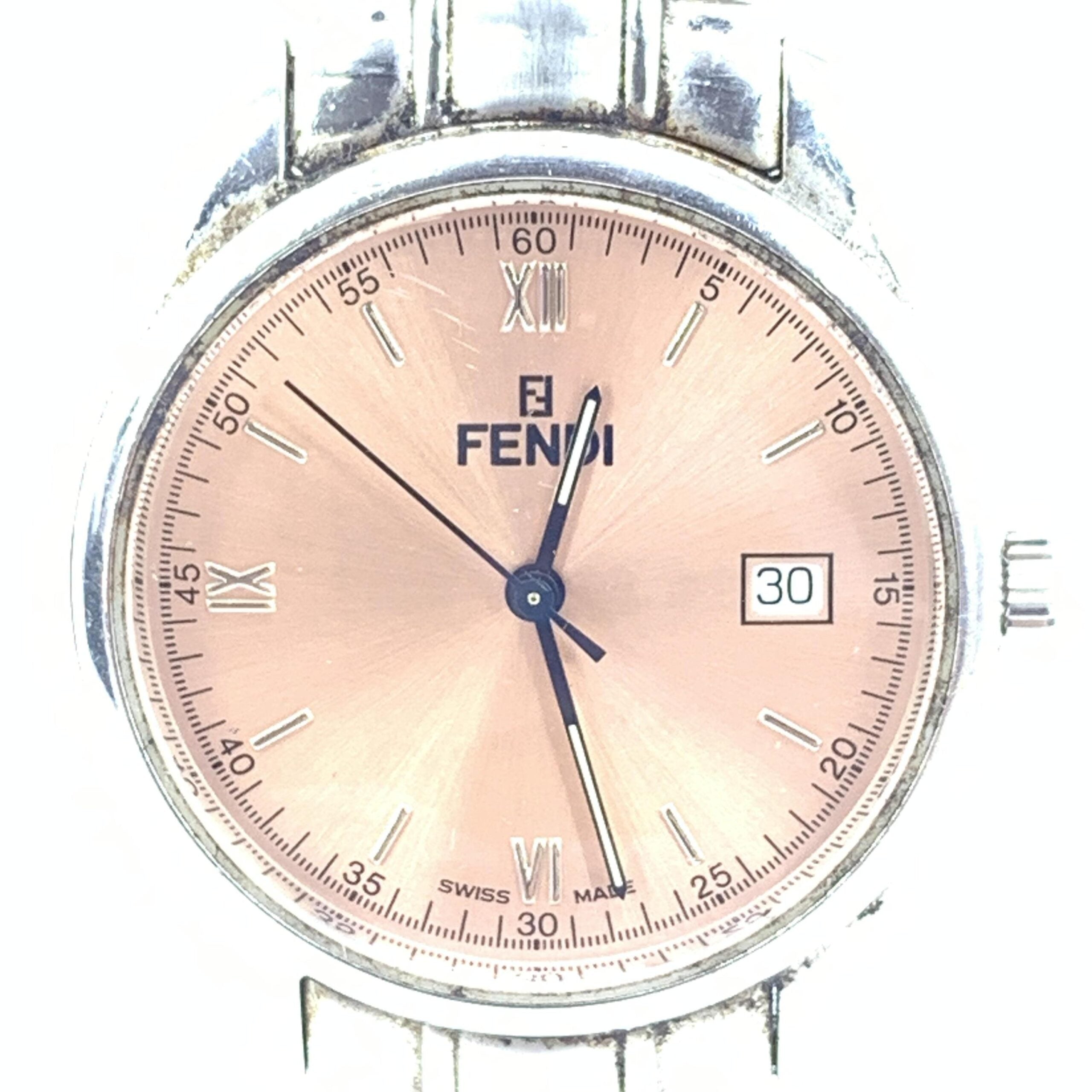 Fendi Pink Champagne Dial Quartz Watch, Stainless Women's Steel (Pre-Owned)