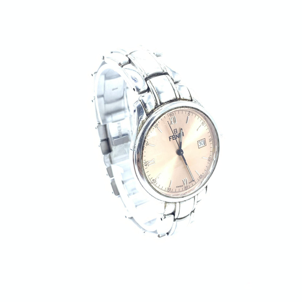 Fendi Pink Champagne Dial Quartz Watch, Stainless Women's Steel (Pre-Owned)
