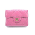 Chanel Pink Leather Quilted Flap Women's Wallet (Pre-Owned)